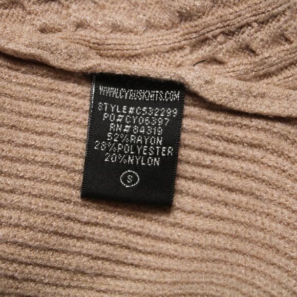 Cyrus Oatmeal Ribbed Knit Sweater Flared Sleeve Oversized Tunic Top Size S - Picture 7 of 9